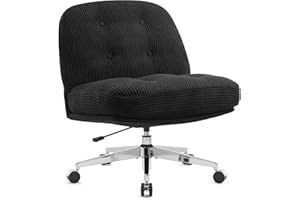 IWMH Krzesło biurowe bez podłokietników z kółkami, krzesło biurkowe z regulacją wysokości, poszerzone i pogrubione, ergonomiczne krzesła komputerowe, szerokie siedzisko, do sypialni biurowej (czarne)