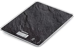 Soehnle Page Compact 300 Slate, bilancia da cucina digitale con motivo in ardesia, peso fino a 5 kg, bilancia per uso domestico con sensore touch brevettato, bilancia elettronica con batterie incluse