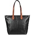 Mabel Womens Lightweight Plain Handbag - Soft 100% Vegan PU Leather Tote Shoulder Bag - BROOK