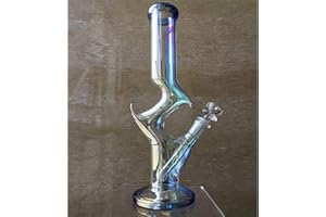 REANICE Bong à Fumer en Verre 31cm Coloré Tuyaux d'eau Bubblers 14,5 mm Épaisseur Plaquage Alien Bong Recycler Narguilé