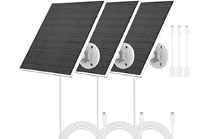 EVEREXCEED Solar Panel for Eufy Camera, 5W Solar Panel Compatible with Eufycam 2/2 Pro/2C/2C Pro/3/3C/E/E20/E40/L20/L40, Solar Charger for Eufy Camera with USB-C Port, Micro USB Adapter, IP65 Waterproof, 3 Pack
