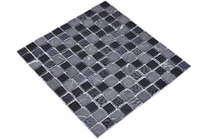 CONWIRE mosaico azulejos Crystal Transparente Cristal Mosaico/piedra natural Mix gris/negro