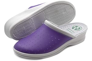 POLIGONO Ciabatte Sanitarie Anatomiche Uomo e Donna, Scarpe Pantofole Ortopediche Confortevoli con Tomaia in Vera Pelle Traforata, MADE IN ITALY