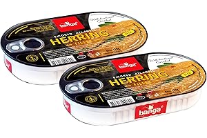 QUBROS Banga Smoked Atlantic Herring Fillet in Oil 170g - Canned Food | Easy Open Pull Ring | Ready Meals | Latvian Origin Delicious food (Canned Smoked Atlantic Herring Fillet in Oil 170g, 2 Pack)
