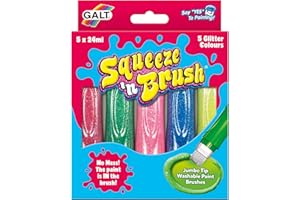 Galt Toys, Squeeze 'n Brush - 5 Glitter Colours, Brush Tipped Paint Pens, Ages 3 Years Plus