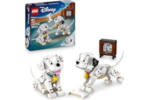 LEGO | Disney Lucky y Penny: Cachorros de 101 Dálmatas de Juguete - Figuras Articuladas de Perros con Cabeza, Patas y Cola Móviles - Accesorios de Hueso y TV - Regalo para Niñas de 6+ Años 43271