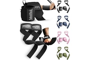 BREAKING LIMITS Straps Palestra Uomo + Polsini Palestra Accessori Donna (1 Set) – Lifting Straps e Wrist Wraps – Fasce e Fascette Allenamento – Cinghie, Polsiere e Polsiera per Sollevamento Pesi e Gym