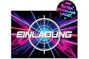 ‎VULAVA 12x Lasertag EINLADUNGSKARTEN KINDERGEBURTSTAG Junge Mädchen - die Laser-Tag PARTY Karten sind die Lasertag EINLADUNG für Jungen Mädchen Kinder GEBURTSTAG Gamer KINDERPARTY Gaming LASERTAG-PARTY