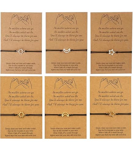 MIRKUZI Bracciali da donna, 6 pezzi Bracciale a cuore Bracciale per coppia di dimensioni regolabili per donna Bracciale dell'amicizia Regalo per donne e ragazze (Nero
