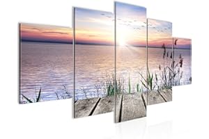 Runa Art Puente en el lago Cuadro Lienzo no Tejido 5 Piezas panorama Vistoso Dormitorio Corredor 034353a