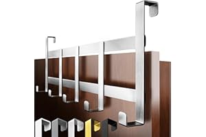 4smile Wieszak na drzwi – listwa z haczykami ze stali nierdzewnej do zawieszenia, uniwersalna, zajmuje mało miejsca – hak drzwiowy do zawieszenia, wieszak na ubrania