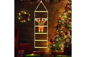 iShabao Noel Guirlande Lumineuse Extérieur, Lumières Échelle de Noël de 1M 132LED avec 8 Modes, Fonction Mémoire Minuteur, Blanc Chaud, pour Decoration Noel Exterieur et Interieur (sans le Père Noël)