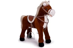 Pink Papaya Stehpferd zum draufsitzen | 60cm Spielpferd zum Reiten Max | Pferd zum Reiten für Kinder mit Sound | Sattel Pferd