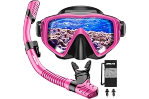 JEMULICE Masque de Plongée pour Adulte, Masque Plongee Anti-Buée et Anti-Fuite avec Champ de Vision Panoramique à 180°, Masque Plongée Adulte avec Tuba de Plongée Étanche, Masque Tuba Unisexe