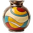 FELISTEYA Wheel-Thrown Handmade Vases – Artisan Pottery Flower Vases, 16cm Tall Ceramic Vase with Hand-Glazed Pattern for Home Decor and Gifts – Ball Vase 1