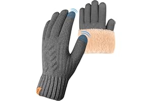 ARFNKIM Winter Thermal Gloves - Fleece Lining Touch Screen Knit Stretchy Warm Gloves for Running Skiing Cycling Riding Hiking Camping - Men Women