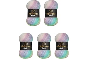 WOLLBIENE 5 gomitoli di lana da 100 g, 500 g, multicolore (2010, verde, rosa, bianco pastello)