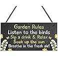 RED OCEAN Novelty Garden Rules Hanging Plaque SummerHouse Sign Garden Shed Friendship Gift