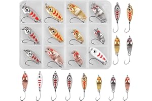SHADDOCK Trout Fishing Spoons Lure Kits-12pcs/set Fishing Spinners Kit Hard Metal Baits Single Hook with Plastic Box for Trout, Char Pike and Perch Fishing Accessories