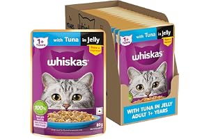 Whiskas Wet Cat Food for Adult Cats (1+Years), Tuna in Jelly Flavour, 80g (Pack of 14)