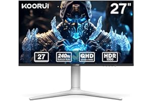KOORUI Gaming Monitor 27 Pollici, QHD(2560 * 1440), 240Hz, VA mini LED, 1ms, Adaptive Sync, 2xHDMI 2.0 & DisplayPort 1.4, HDR 1000, DCI-P3 95%, VESA 75 * 75mm, Eye Care, Regolabile in altezza
