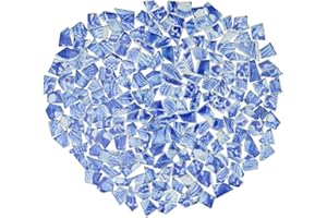 Yuvori 0,5 kg blaue und weiße unregelmäßige Porzellan-Mosaikfliesen, DIY, handgefertigt, Badezimmer, Wohnzimmer, Küche, Backsplash, Outdoor (08, klein)