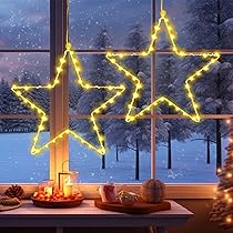 Luces Led Blanco Cálido Cortina De Luces LED Con 40 Estrellas - Blanco Cálido, 1,2x1 M, Decoración Navideña Para Interiores Decoración Ventana Navidad Interior