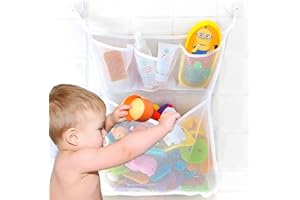 MORJCG Bath Toy Storage, Bath Toy Organiser, Bath Toy Net, Bath Toy Storage Organiser, Bath Toys Storage, Bath Organiser, Bath Storage for Toys, Baby Bath Toy Storage for Kids Bath Games with 2 Suction Cups