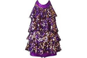 Choomomo Vestito da Danza Moderna Bambina Abito da Ballo Latino Jazz Senza Manica Abiti da Balletto Ballet Tinta Unita Ragazze Vestiti da Ballerina con Paillettes