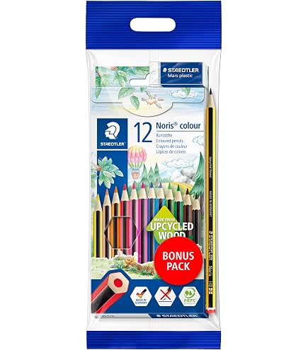 STAEDTLER 119 VE Matite Noris Jumbo, Confezione da 12 Matite Triangolari Grandi, Gradazione Hb, Alta Qualità e Resistenza, Ideali per Principianti, 119, Black,Yellow