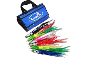 kmucutie Set of 6 pcs trolling Lure Marlin Tuna Dolphin Shark Big Game deep sea Fishing Lures Included Mesh Bag