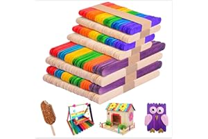 UCEC 400 Piezas Palos de Helado Multicolor, Palos de Madera 4 en 1 Natural, Adecuado para Paletas Caseras, Depilación con Cera, DIYartesanías, Diseños Creativos, Madera