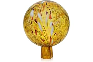 Lauschaer Glas Gartenkugel Rosenkugel aus Glas mit Granulat Gold d 15cm mundgeblasen handgeformt