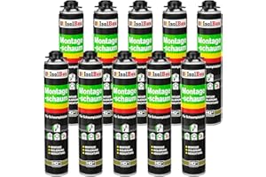 Isolbau - Bauschaum Montageschaum 10 x 750 ml PU-Schaum 1K Pistolenschaum Zargenschaum - Isolierung Abdichtung für Innen und Außen