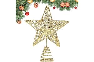 GXFCING Christbaumspitze Stern Glitzer Metallic Weihnachtsbaumspitze Stern Baumspitze Spitze Stern Tannenbaum Spitze Stern für Weihnachtsbaum Christbaumschmuck (Gold, M)