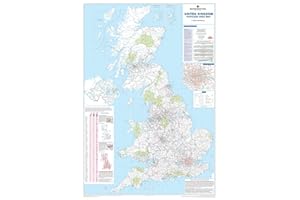MAP MARKETING UK Postcode Wall Map - Laminated Large Wall Map - Clearly Shows Postcode, County And District Boundaries, Main Roads, Cities, Towns And Villages 120cm X 83cm (Laminated)