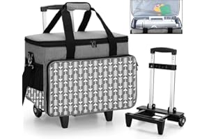 Yarwo Sac à roulettes de Machine à Coudre est Détachable, Sac à Trolley de Machine à Coudre avec Panneau de Support inférieur, Convient à la Plupart Majeur Machine à Coudre