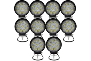 ‎AUXTINGS AUXTINGS 10 Pieces 10,2 cm 27W Flood rund LED Arbeitsleuchte Bar Off Road Trucks SUV Fahren Nebelscheinwerfer