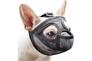 Mayerzon Short Snout Dog Muzzle for French Bulldog with Full Pant Design to Prevent Eating Biting, Soft Mesh Dog Muzzle for Shih Tzu Pug English Bulldog for Grooming Walking, Allow to Drink and Feed