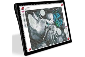 HIUKCOLED A4 Tilt-Angle Light Tracing Box with 4 Mgnets, 5-Level Adjustable Brightness Ultra-Thin Light Pad, Battery Powered LED Light Bored for Drawing,Diamond Painting,Sketching,X-Ray,Sand Painting