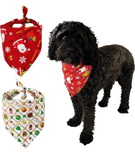 Lot De 4 Bandanas De Noël Pour Chien - Écharpes Triangulaires Avec Motifs Festifs - Pour Petits Et Moyens Chiens
