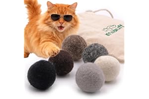 Miauff Filzbälle für Katzen - 6er Set aus 100% Wolle - Handgemachtes, nachhaltiges Kitten Spielzeug, Katzenspielzeug/Spielbälle aus Filz (grau)