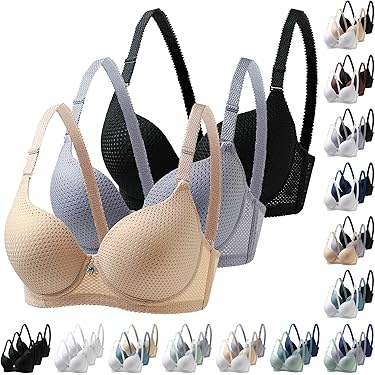 Soutien-gorge Sans Fil En Dentelle Contrastée, Soutien-gorge Push-up Confortable Et Respirant