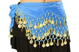 Carnavalife Pañuelo Danza del Vientre, Falda de Pañuelo con Monedas de Lentejuelas Brillantes, Cinturón Danza del Vientre Mujer