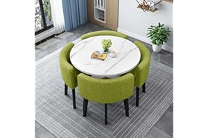 GOFOHIMI Round/Square Dining table Set with Chairs, Modern Conference Table and 4 Chairs Set, Reception Table and Chair Combination,Wooden Kitchen Table Set for 4 for Living Room Dining Room(80cm(31.5in), F)