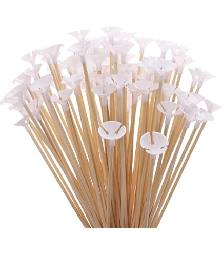 Öko-Luftballonstäbe Aus Holz - 10 Stück Wiederverwendbar 30cm
