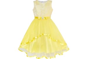 Sunny Fashion Flower Girls Dress Blue Belted Wedding Party Bridesmaid Age 4-12 Years