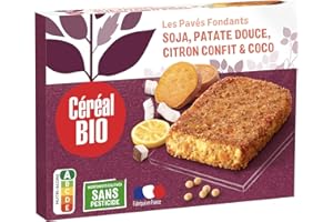 Céréal Bio Pavés Fondants Patate Douce Citron Coco – Pavés Végétaux Bio au Soja, Patate Douce & Coco – Végan, Exotique, Prêt en 5 Min – 200g (2x100g)