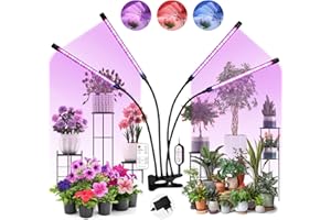 SEOSTO Lampe Horticole réglable, 80 LEDs Lampe de Croissance, 4 Têtes Rouge Bleu Lampe de Plante, Lampe Plante Interieur Avec Minuterie 4/8/12H, Seed Start Grow light avec 10 Niveaux Dimmables 3 Modes