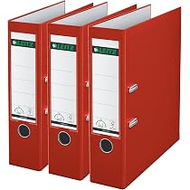 Leitz Lot 3 Classeurs à Levier Jaune A4 Dos 80 Mm - 600 Feuilles, Mécanisme 180°